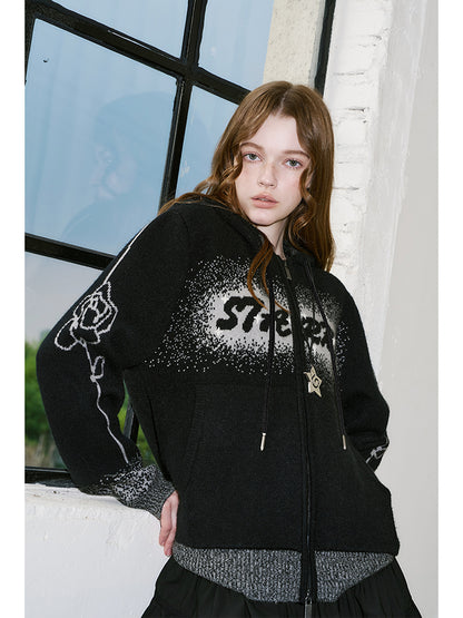 Starry Gradient Jacquard Knit Hoodie