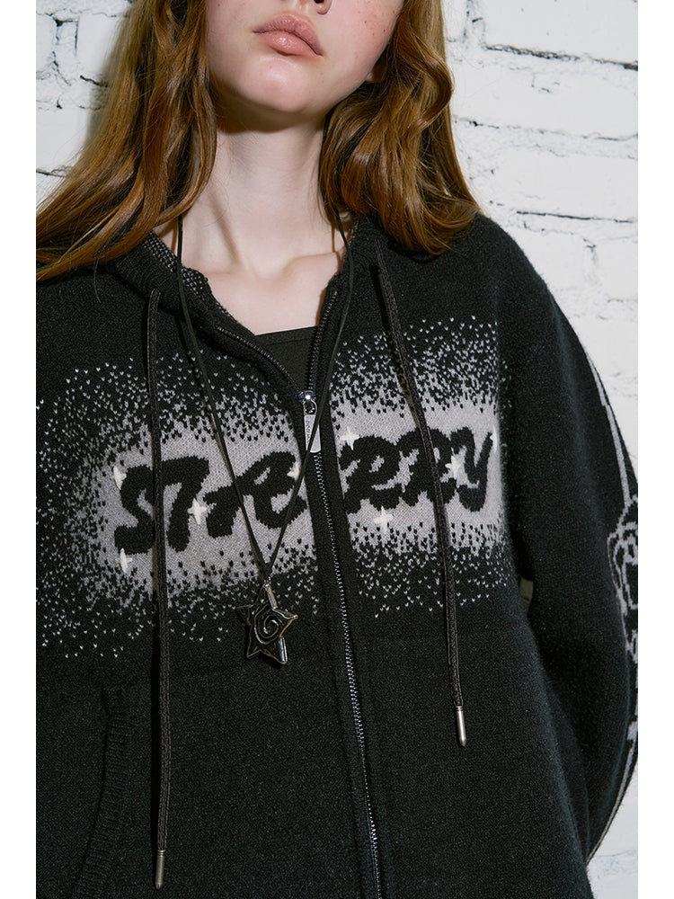 Starry Gradient Jacquard Knit Hoodie