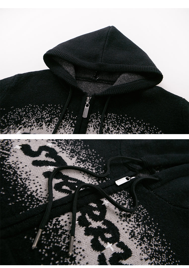 Starry Gradient Jacquard Knit Hoodie