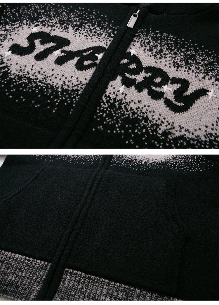 Starry Gradient Jacquard Knit Hoodie