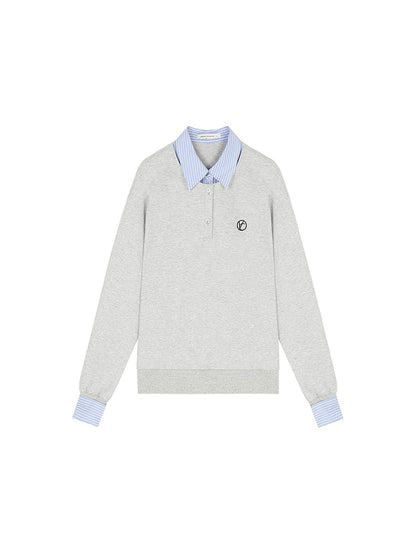 Layered Look Henley Neck Sweatshirt