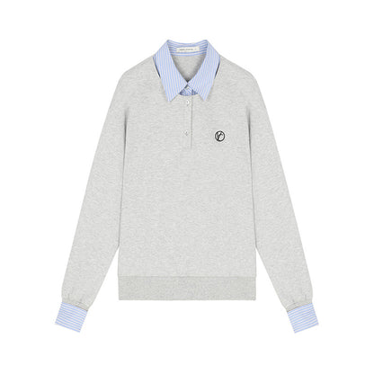 Layered Look Henley Neck Sweatshirt