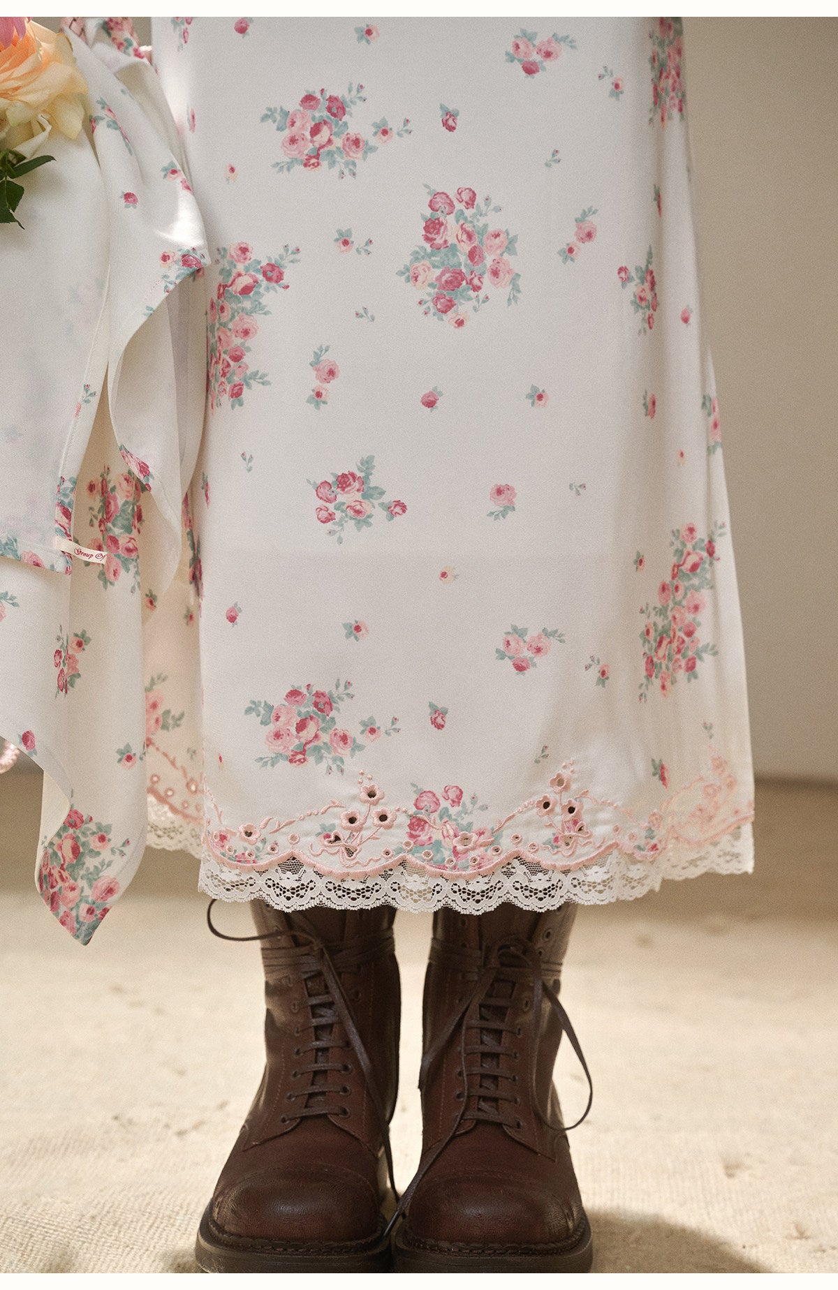 Pearl Satin Embroidered Camisole & Skirt