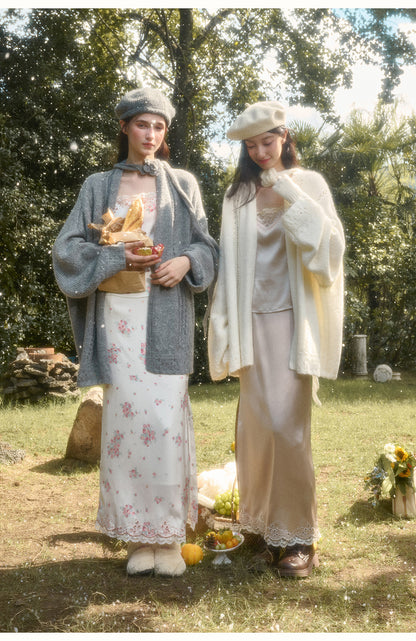 Pearl Satin Embroidered Camisole & Skirt