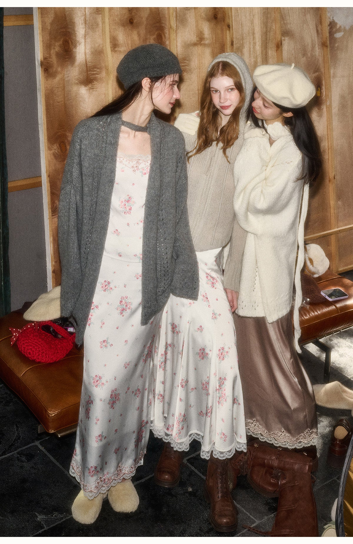 Pearl Satin Embroidered Camisole & Skirt