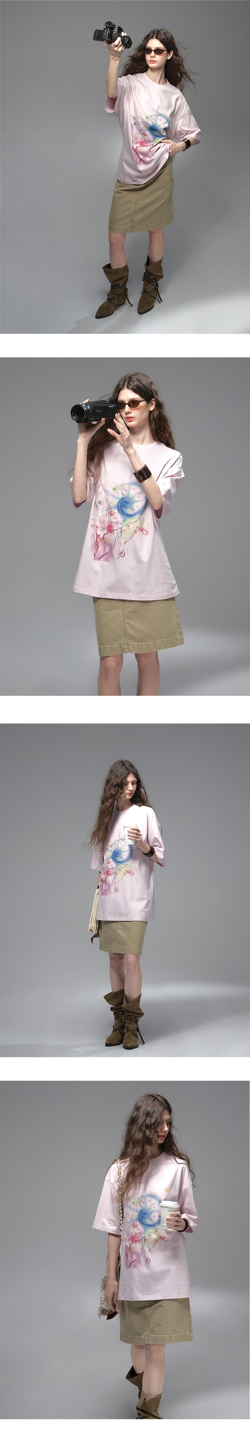 Belted Straight Cotton Midi Skirt