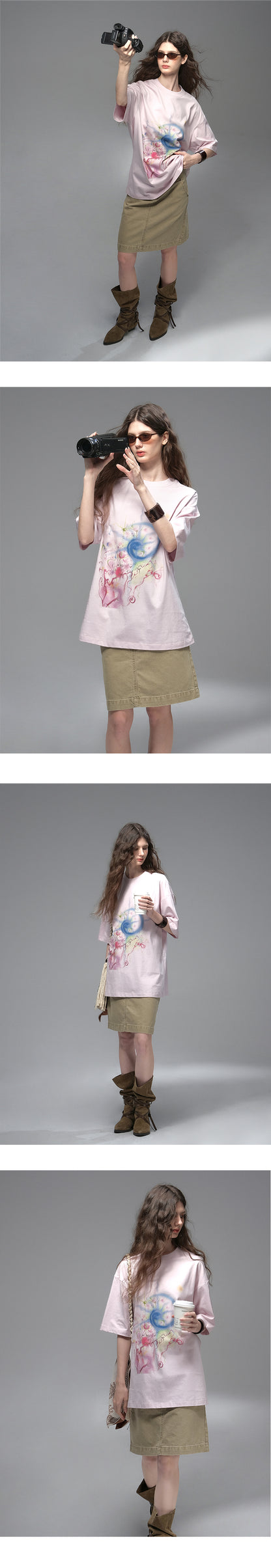 Belted Straight Cotton Midi Skirt
