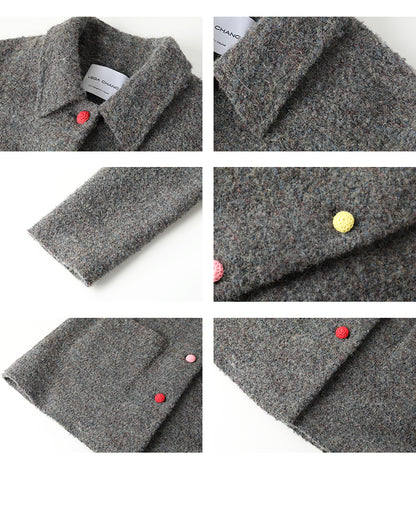 Wool Blend Coat With Candy Colored Buttons