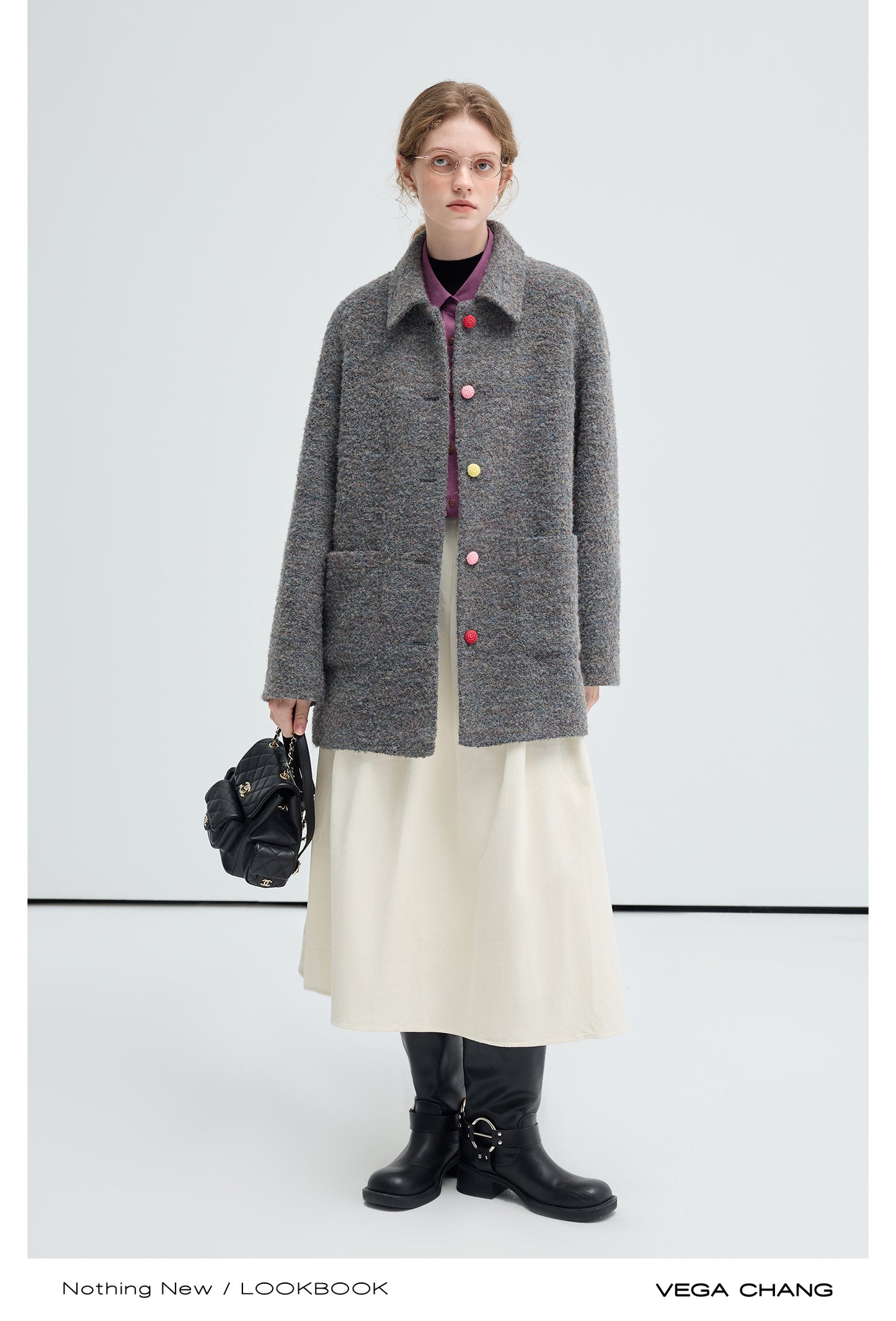 Wool Blend Coat With Candy Colored Buttons