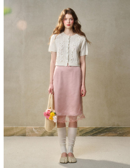 Lace-Trimmed Satin Skirt In Two Lengths