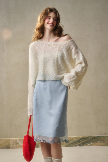 Lace-Trimmed Satin Skirt In Two Lengths