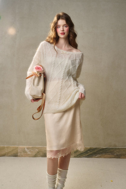 Lace-Trimmed Satin Skirt In Two Lengths