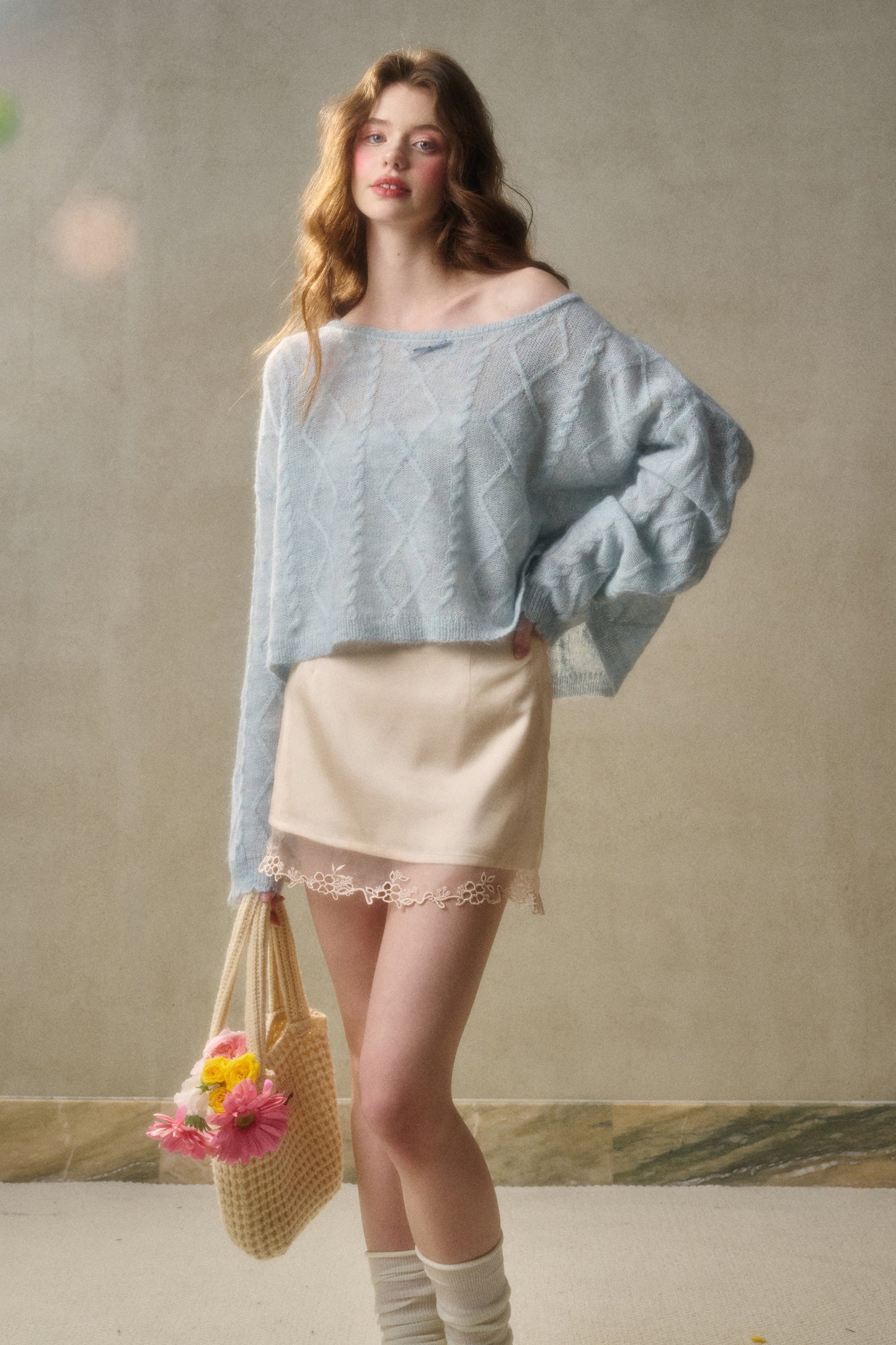 Lace-Trimmed Satin Skirt In Two Lengths