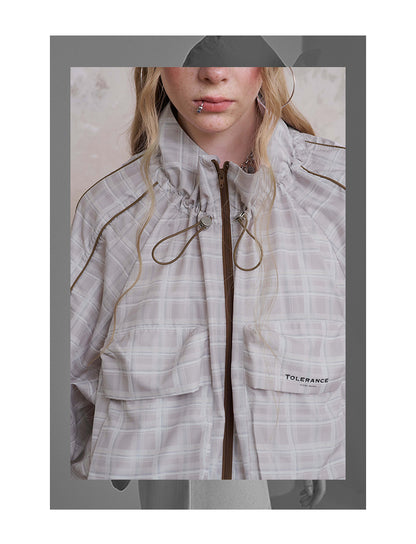 Lightweight Plaid Zip-Up Jacket