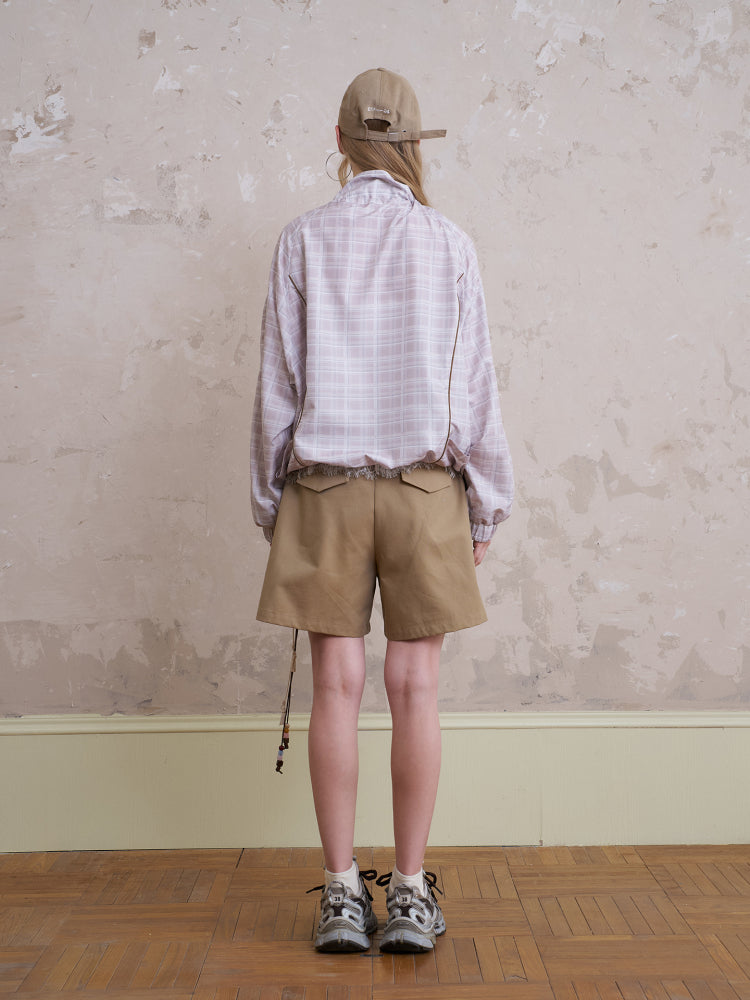 Lightweight Plaid Zip-Up Jacket