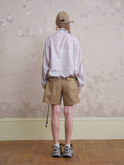 Lightweight Plaid Zip-Up Jacket