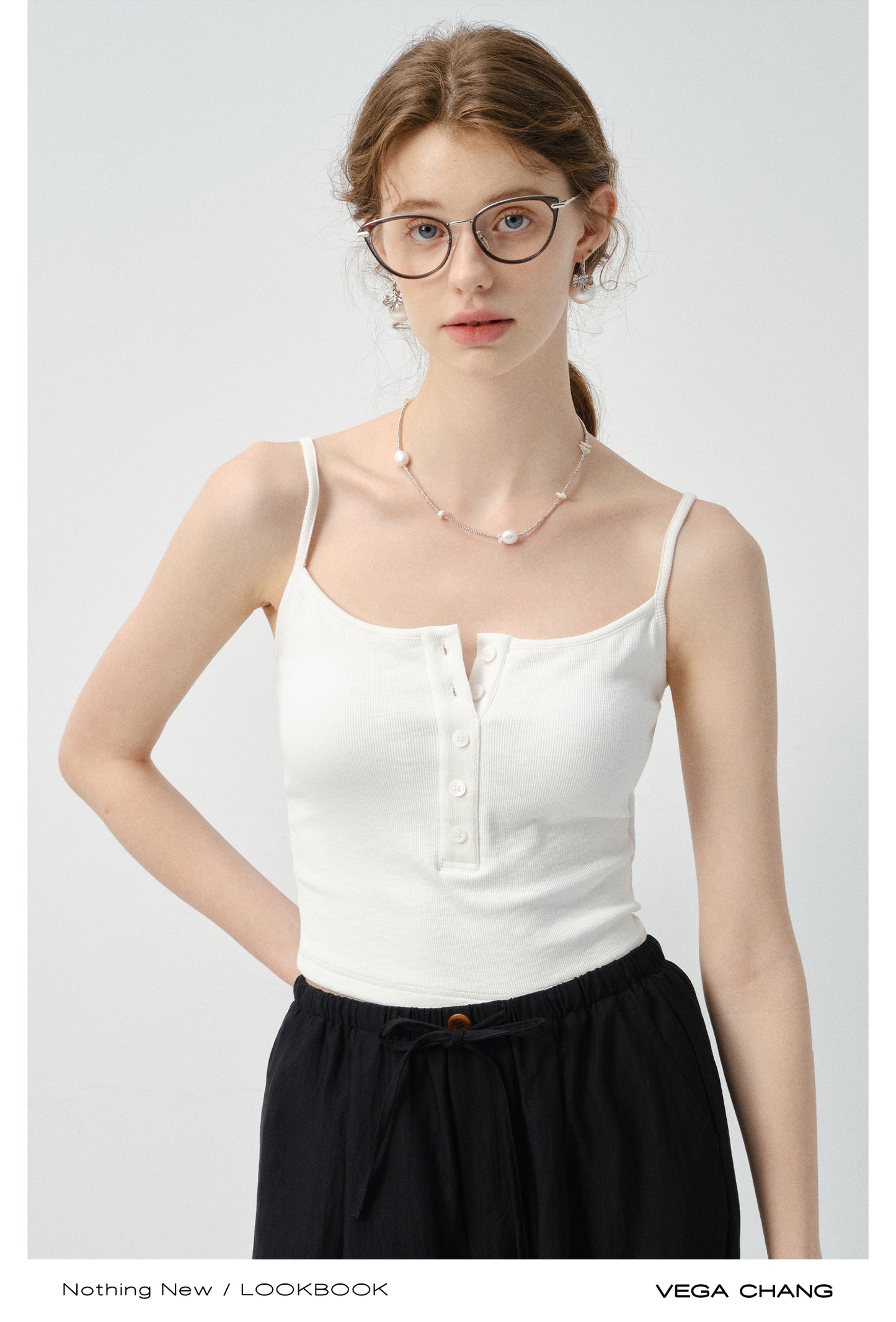 Half-Button Padded Camisole Top