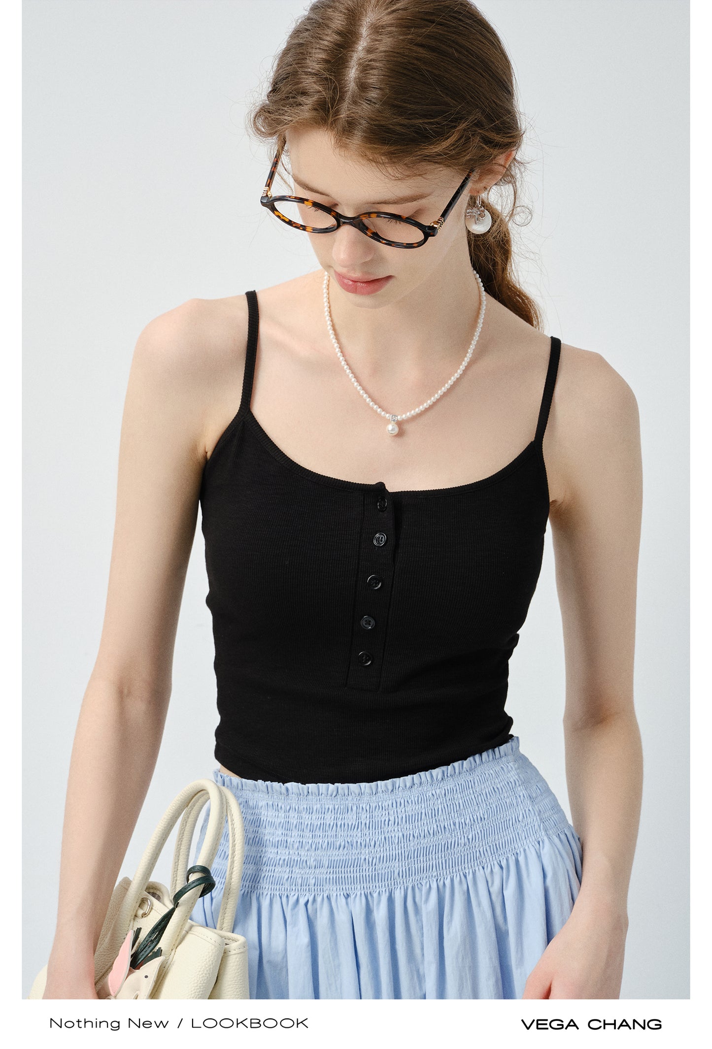 Half-Button Padded Camisole Top