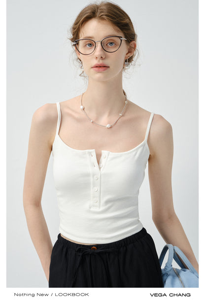 Half-Button Padded Camisole Top