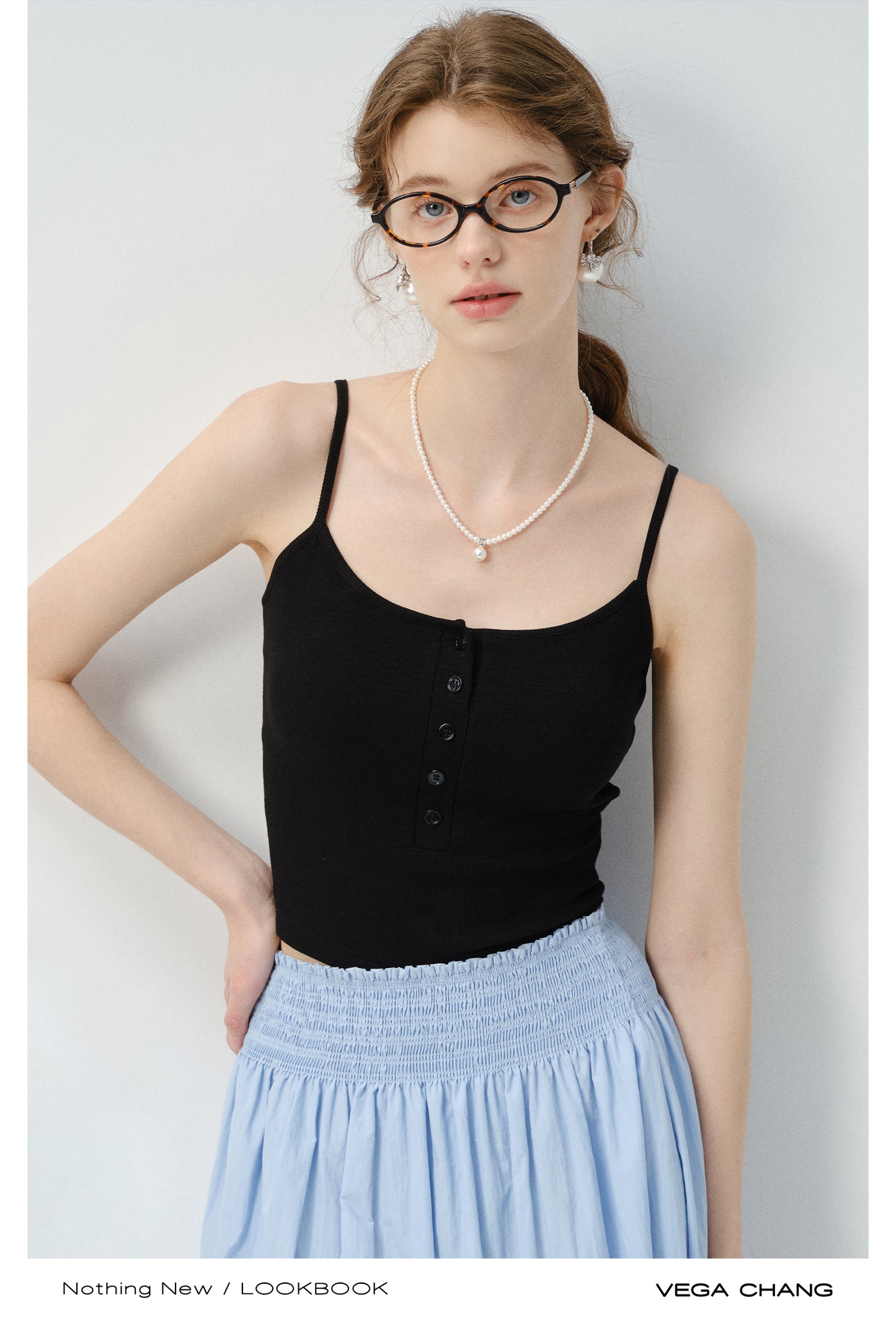 Half-Button Padded Camisole Top