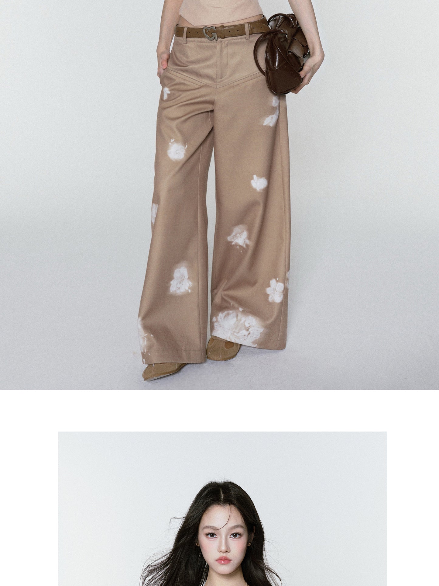 Floral V-Waist Wide-Leg Pants