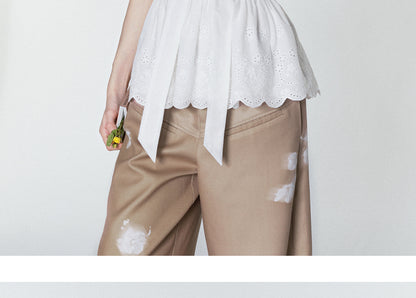 Floral V-Waist Wide-Leg Pants