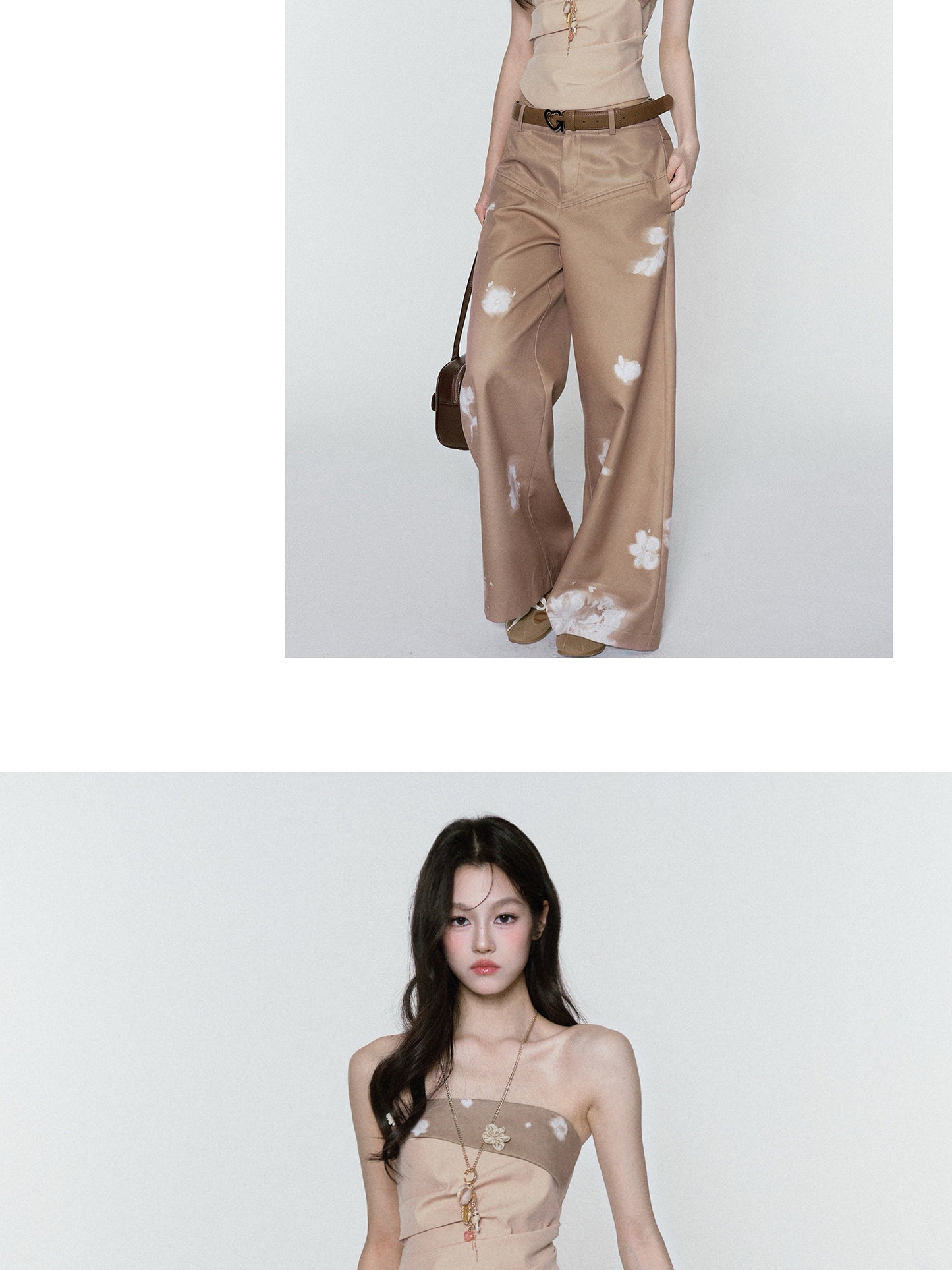 Floral V-Waist Wide-Leg Pants