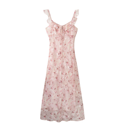 Flutter-Collar Floral Slip Dress