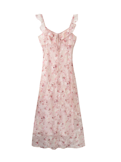 Flutter-Collar Floral Slip Dress