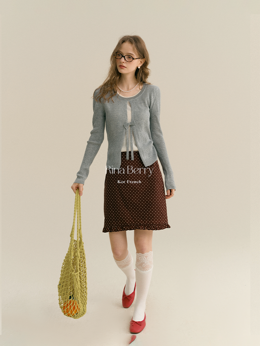 Polka Dot Ruffle-Trimmed Classic Skirt