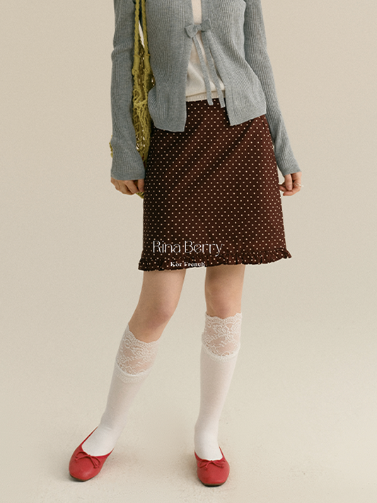 Polka Dot Ruffle-Trimmed Classic Skirt