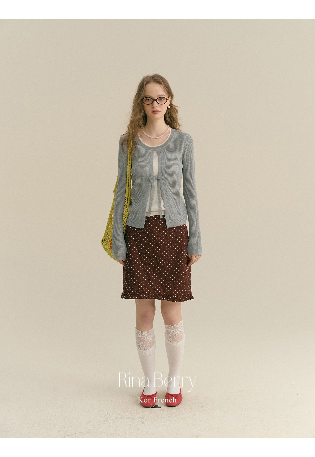 Polka Dot Ruffle-Trimmed Classic Skirt