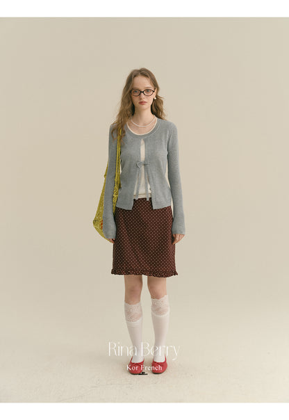 Polka Dot Ruffle-Trimmed Classic Skirt
