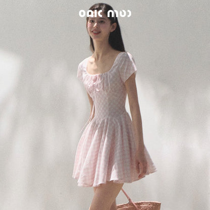 Scallop Waist Gingham Dress Short And Long