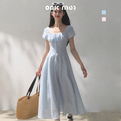 Scallop Waist Gingham Dress Short And Long