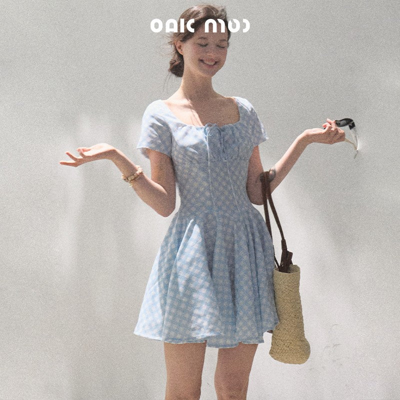 Scallop Waist Gingham Dress Short And Long
