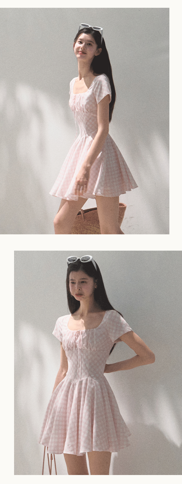 Scallop Waist Gingham Dress Short And Long