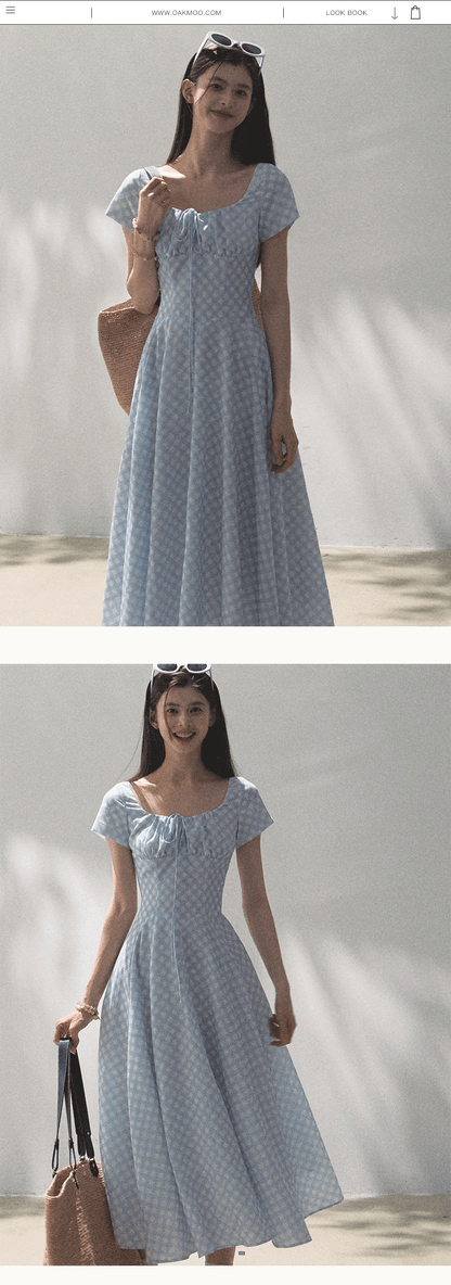 Scallop Waist Gingham Dress Short And Long
