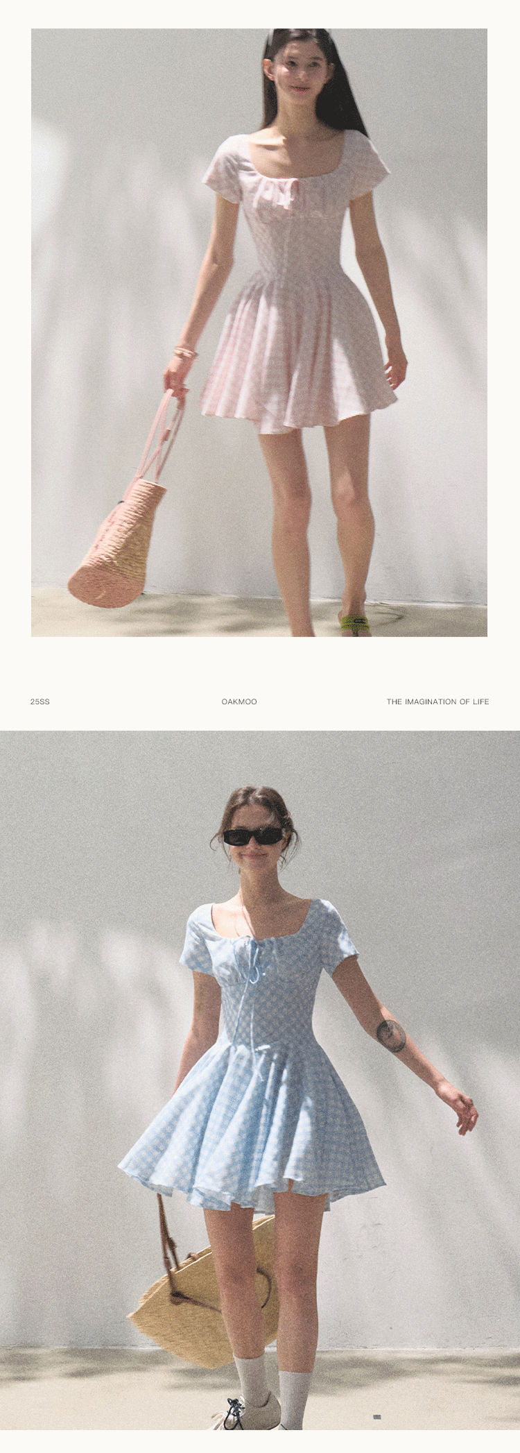 Scallop Waist Gingham Dress Short And Long