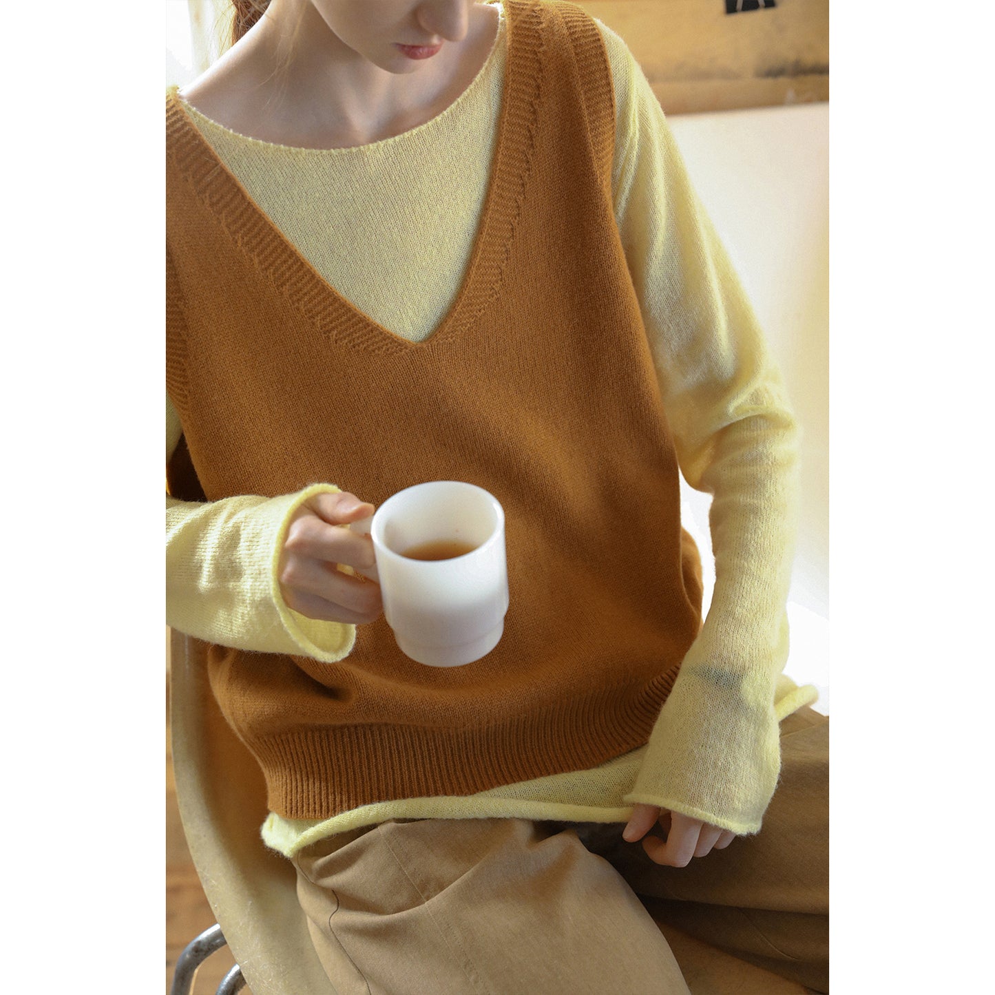 Soft V-Neck Wool Vest