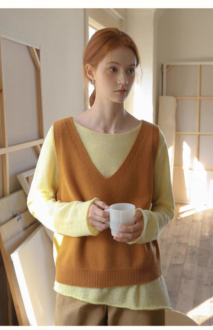 Soft V-Neck Wool Vest