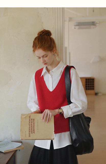Soft V-Neck Wool Vest