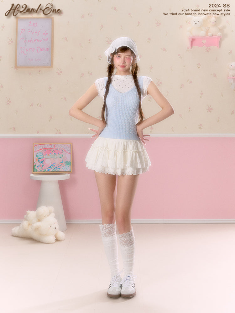 Tiered Lace Micro Mini Skort