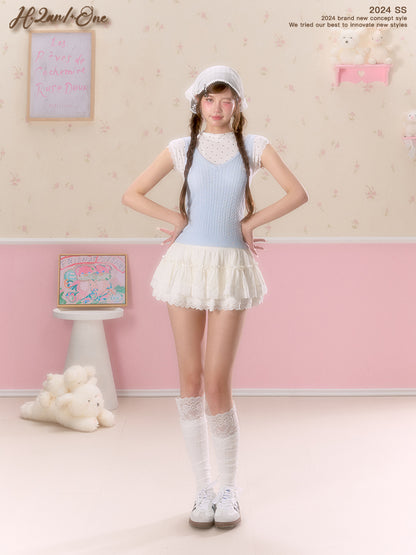 Tiered Lace Micro Mini Skort