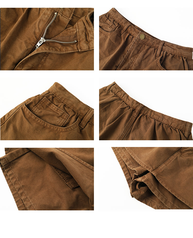Layered Cotton A-Line Skirt Pants