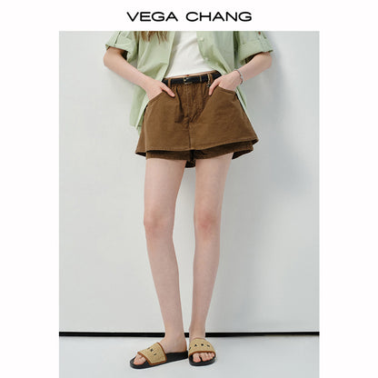 Layered Cotton A-Line Skirt Pants