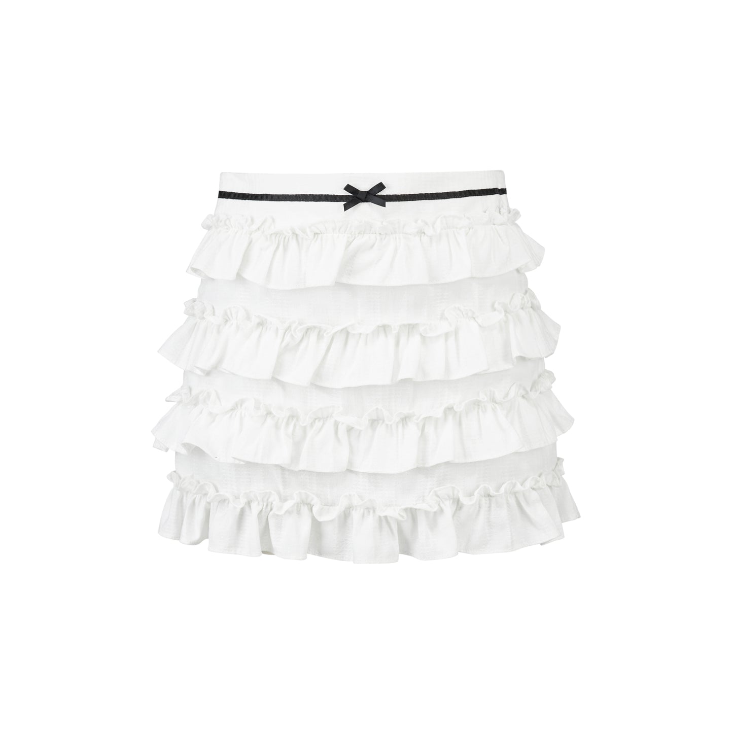 Ruffled Mini Skirt With Waist Ribbon Detail