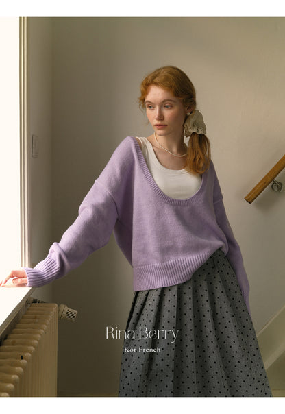 Deep U-Neck Sweater And Basic Tank Top