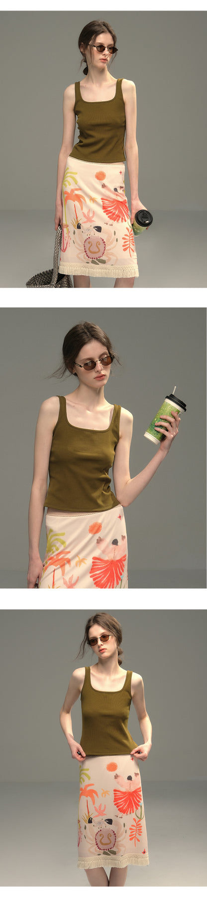 Open Back Stretch Tank Top