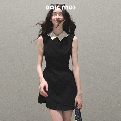 Sleeveless Structured Dress With Removable Collar
